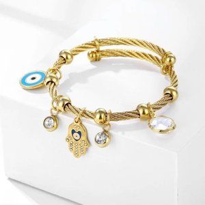 Charm Bracelet with Evil Eye & Hand of Hamsa
